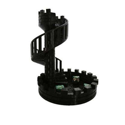 Dice Spiral Staircase Castle Dice Tower Dungeons and Dragons RPG Tabletop Roleplaying Game Jail D&D (Random 7PCS D20 Dice Set Included) Black