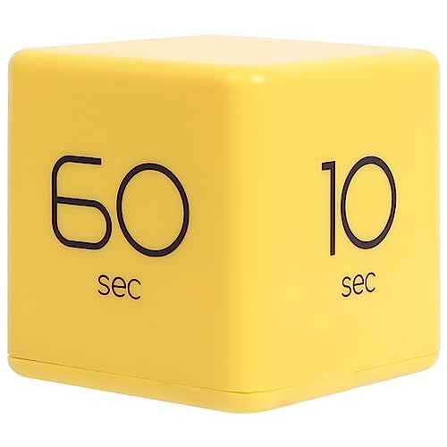 mooas Cube Timer, Flip, Block, Productivity, Time Management (Yellow) | 10/20/30/60 Sec Countdown Timer, Battery Operated, 2-Level Alarm Vol, Easy to Use, ADHD, Exercise, Study, Cooking - color: Yellow
