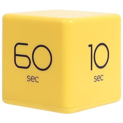 mooas Cube Timer, Flip, Block, Productivity, Time Management (Yellow) | 10/20/30/60 Sec Countdown Timer, Battery Operated, 2-Level Alarm Vol, Easy to Use, ADHD, Exercise, Study, Cooking - color: Yellow