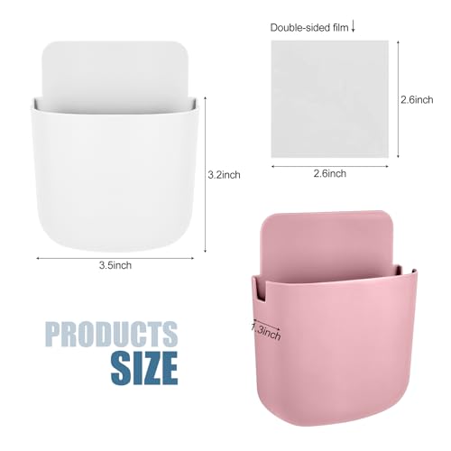 4 Pcs Remote Control Holder Wall Mount,Self Adhesive Remote Holder,Hole-Free Wall Pen Holder Storage Accessories for Home Office School (Pink/White) - color: Pink/White