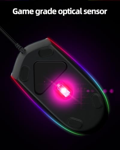 Wired Gaming Mouse with 3 - Level DPI, RGB RGB Gaming Mouse, Ergonomic Comfortable Grip PC Gaming Mice, Precise Optical Sensor Computer Mouse for Office/Game/Home (White) - color: White