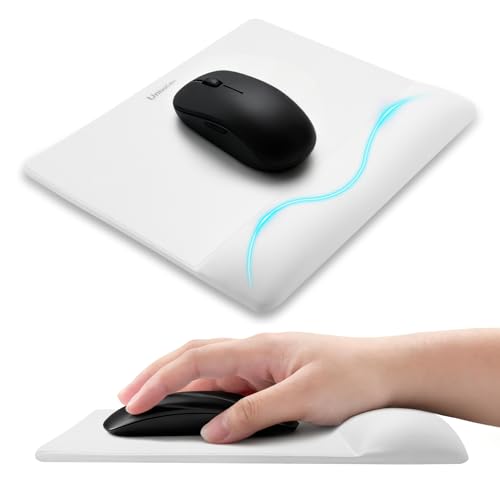 Wide Size Mouse Pad with Wrist Rest,Premium PU Material,Low-Rebound Cushion,Ergonomic Design,Comfortable Wide-Size Operation,Smooth Mouse Control with Hard Plate,Reduces Fatigue(White) - color: Wide_white, style: Wide Mouse Pad