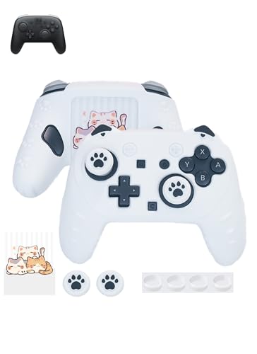 Case for Nintendo Switch 2 Pro Controller,UYRUREL Premium Sillence Material,Shock-Absorbing and Anti Drop Protection Soft Shell,with Stickers and Thumb Grips,White. - color: White