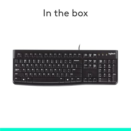 Logitech K120 Full Size Wired Keyboard USB Plug-and-Play Windows - Black
