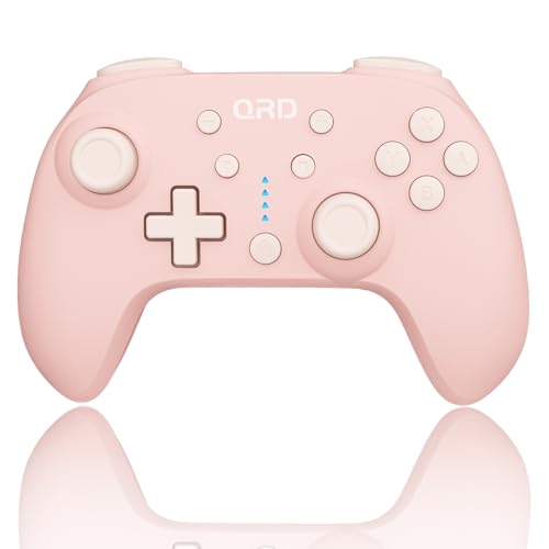 QRD Junior E5 Wireless Controller for Switch/Lite/OLED/Switch 2 Windows PC Mac iOS Android,6 Axis Gyro,TURBO (Switch Controller Pink) - color: Switch Controller Pink