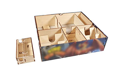 The Broken Token Game Organizer Compatible with King of New York - Wooden Game Organizing Box with Multiple Trays