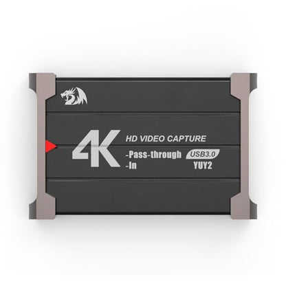 Redragon VC321 4K Video Capture Card, USB 3.0 1080p 60fps Video Capture, 4K HDMI Pass-Through, Zero-Latency Streaming, Compatible with Windows/Mac, Game Capture for PS5, Xbox, NS, DSLR, OBS