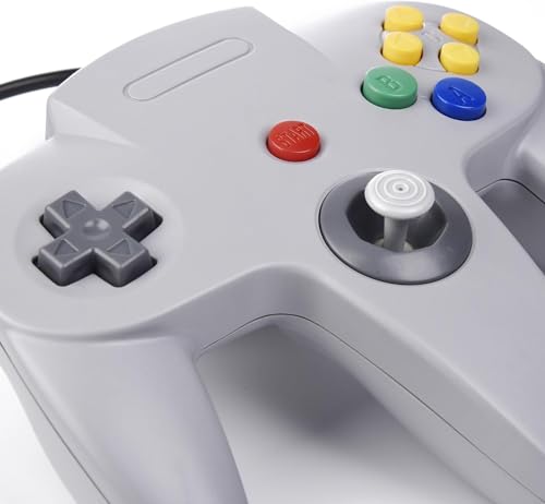 KIWITATA Classic N64 Wired USB Controller, Retro N64 Remote Game Pad Joystick Controller for Windows PC & MAC & Raspberry Pi 3 Gray - color: Grey