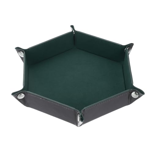 Dice Tray 10" PU Leather Velvet Folding Hexagon Dice Rolling Tray Holder Storage Box Perfect for RPG DND Table Games & Entryway & Nightstand Organizer (Dark Blue, 1pcs) - color: Dark Blue