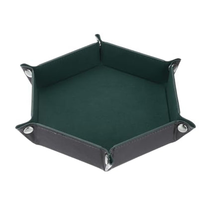Dice Tray 10" PU Leather Velvet Folding Hexagon Dice Rolling Tray Holder Storage Box Perfect for RPG DND Table Games & Entryway & Nightstand Organizer (Dark Blue, 1pcs) - color: Dark Blue