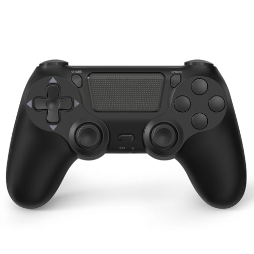 TIANHOO Wireless Controller Compatible with PS4/Pro/Slim | with Vibration Feedback, Motion Sensing, Touchpad, Light Bar, Share, 3.5mm Headphone Jack (Black) - color: Black