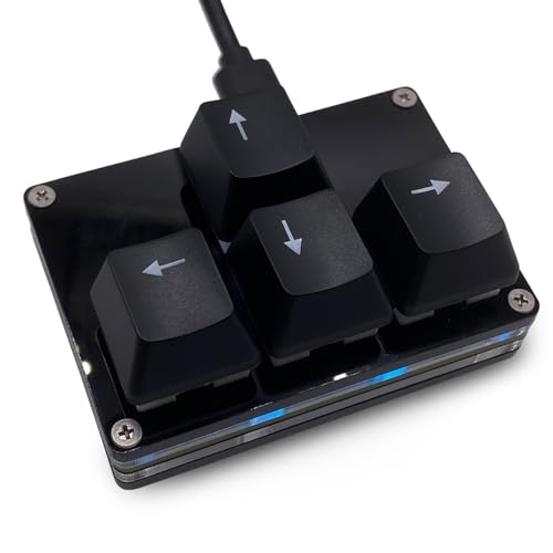 BTXETUEL Mini 4-Key Keypad WASD Arrow Key Keycaps Keyboard One-Handed Mechanical Gaming Keypad Programmable USB-C Customized Keyboard for Working or Gaming (Black, Arrow Keycaps 2) - color: Black, size: Arrow Keycaps 2