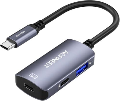 USB C to AR Glasses with Charging Adapter Enables Multi-Screen Enhanced 3D 4K@60Hz PD 100W Compatible for iPhone 15/16 Viture/Rokid/Xreal AR Glasses - color: Blue Grey
