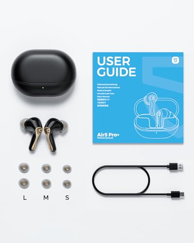 SoundPEATS Air5 Pro+ Wireless Earbuds, LDAC & aptX Lossless, xMEMS Warm Treble Hi-Res Audio, Hybrid Driver Earbuds with 10mm Composite Speaker, 55dB AI Adaptive ANC, Bluetooth 5.4, Weightless Comfort