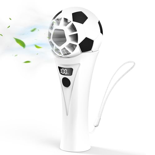 SZO Portable Handheld Turbo Fan, World Cup Soccer Mini Personal Fan with 5-Speed Wind, Digital Power Display, USB Rechargeable Fan for Home, Office, Outdoor & Soccer Fans