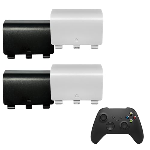 4 Pack Battery Back Cover for Xbox Series X/Series S Controller, Battery Back Shell Repair Part Compatible with Xbox Series X/Series S Controller (Black&White) - color: Black&White
