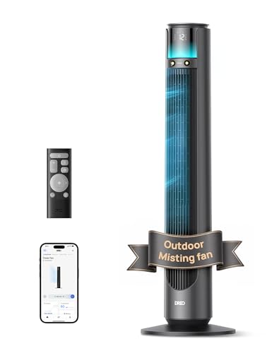 DREO TurboCool Outdoor Misting Fan 711AS, 33 ft/s High Velocity, 20dB Quiet | 12 Speeds, 4 Modes, 150° Customizable Oscillating, Smart Standing Fan for Bedroom, DC Motor, IPX4-rated Weather Resistant - color: Charcoal