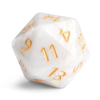 20 Sided DND Dice,D20 Giant Polyhedral Dice,55mm Titan Large Pearl Color D20 Dice,20 Sided Cube D&D Dice Set for Dungeons and Dragons, RPG, MTG Table Games(White Pearl) - color: D-20 White