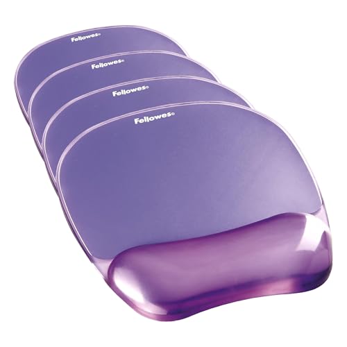 Fellowes Crystals Gel Mouse Pad with Wrist Rest - Purple (91441) (Pack of 4) - color: Purple, size: 9.1L x 7.9W inches (Pack of 4)