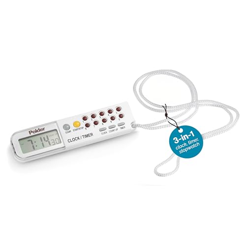 Polder Combination Clock, Timer and Stopwatch with Large, Easy-to-Read Digital Display, White - color: White