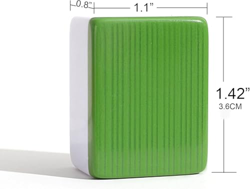 Traditional Chinese Mahjong Set 144 Melamine 34mm Tiles No Arabic Numerals | Standard 34mm green melamine tiles include 144 game tiles plus 2 spares and travel case for complete Mahjong Majiang game set - color: Green