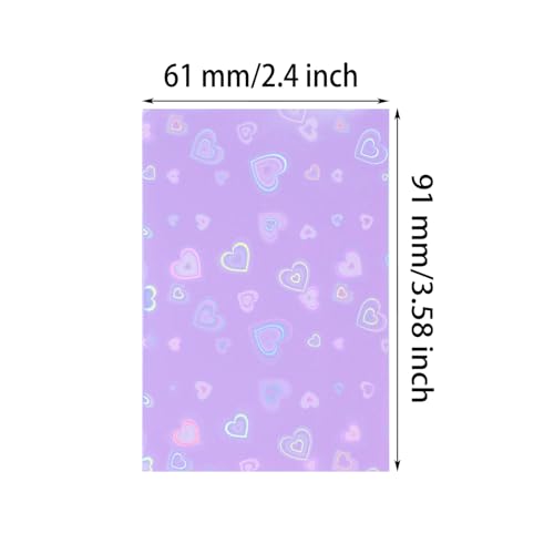 ONLYKXY 100pcs Soft Clear Plastic Heart Glitter Bag Storage Pouch Laser Sleeve Cover Pocket Holder Holographic Photo Protector Top Loader for 3in Trading Card Coin Jewelry (Purple) - color: Purple