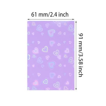 ONLYKXY 100pcs Soft Clear Plastic Heart Glitter Bag Storage Pouch Laser Sleeve Cover Pocket Holder Holographic Photo Protector Top Loader for 3in Trading Card Coin Jewelry (Purple) - color: Purple