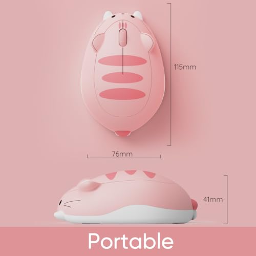 Akko Cat 테마 무선 게이밍 마우스 핑크, 트라이모드 마우스 BT3.0/BT5.0/2.4G, 컴퓨터/노트북/데스크톱/PC용 귀여운 광학 무선 만화 마우스, 맥/윈도우와 호환 (핑크 앤지) - color: 핑크 앤지