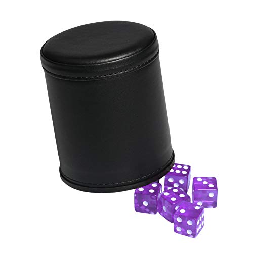 Leatherette Dice Cup Felt Lining Shaker Quiet for Playing Yahtzee/ Farkle/ Liars Dice/ Board Game - color: Purple