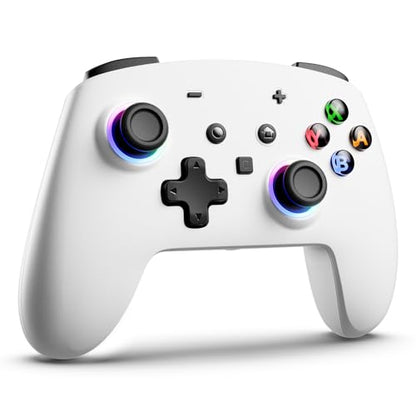ECHTPower Switch 2 Pro Controller with Hall Effect Joysticks, One-Key Wake-Up for Switch 2, Wireless Controller for Switch 2/Switch/Lite/OLED, Turbo Button, 4 Back Buttons, RGB Lighting, 3.5mm Jack, Dual Vibration, 6-Axis Gyro - color: White