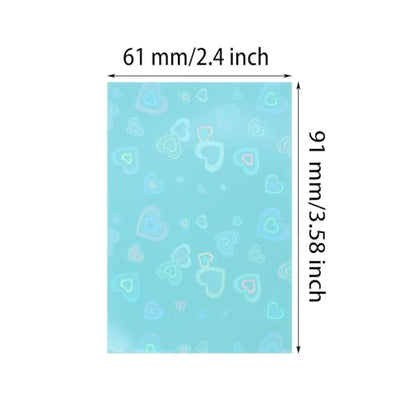 ONLYKXY 100pcs Soft Clear Plastic Heart Glitter Bag Storage Pouch Laser Sleeve Cover Pocket Holder Holographic Photo Protector Top Loader for 3in Trading Card Coin Jewelry (Green) - color: Green