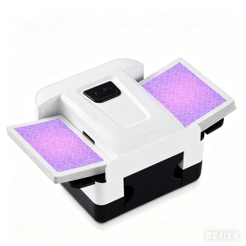FEIERYA Automatic Card Shuffler 2/1/4/6 Deck | Battery-Operated Electric Playing Card Shuffler,Compatible with UNO,Poker for Home Card Game,Travel - size: 2 Decks Rechargeable USB