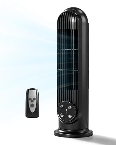 Winado 2-in-1 Mini Tower Fan, 16" Bladeless Floor/Wall-Mounted Fan, Black | Remote Control, LED Display, 90°Oscillation, 3 Speeds & 9H Timer, Ultra-Quiet Portable Cooling Fan for Home Office Bedroom - color: Black, size: 16"