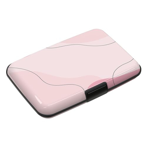 Credit Card Holder Small, RFID Blocking Metal Card Wallet for Women Men, Slim ID Card Holder Protector Hard Case, Pink Abstract - color: Pink Abstract