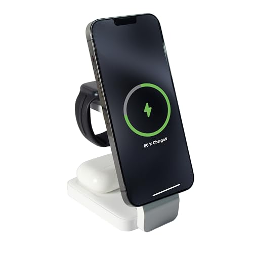 3-in-1 Wireless Charging Station for Apple Devices – Magnetic Foldable Fast Charger for iPhone, Apple Watch & AirPods with Stand – Travel-Friendly Multiple Device Charging Dock