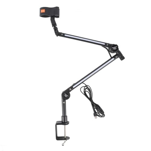 Estink Desk Microphone Stand, Adjustable Metal Boom Arm with RGB Lighting for Streaming and Gaming, Tool Setup with 360 Degree Rotation, Compatible with Most Microphones