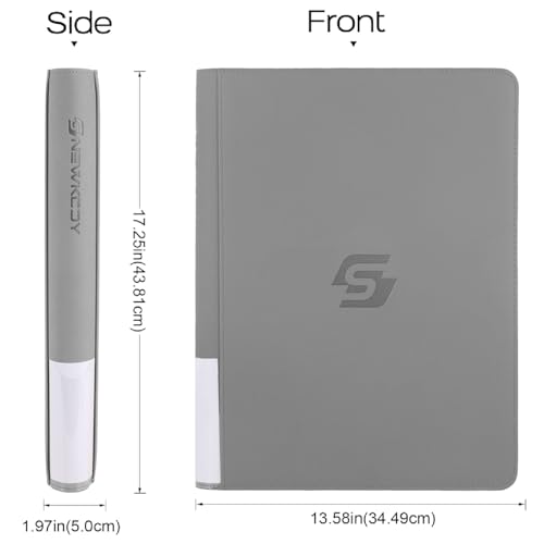 Snekdy premium 1024-pocket trading card binder, 16-pocket cards album, waterproof PU-leather Cover album with side loading, holds gaming, baseball, basketball & sports cards (light grey) - color: light grey