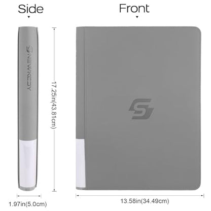 Snekdy premium 1024-pocket trading card binder, 16-pocket cards album, waterproof PU-leather Cover album with side loading, holds gaming, baseball, basketball & sports cards (light grey) - color: light grey