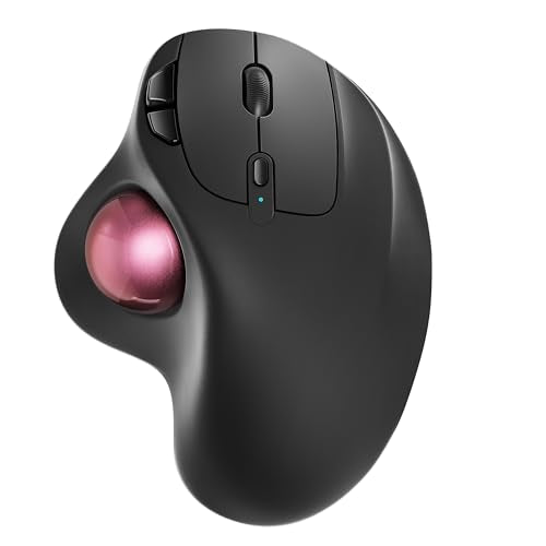 Nulea M501 Wireless Trackball Mouse Ergonomic Thumb Control, 4 DPI Levels | Rechargeable rollerball mouse with Bluetooth USB receiver,3 device use,smooth tracking,compatible with PC Mac Windows-Pink - color: Dusty Pink