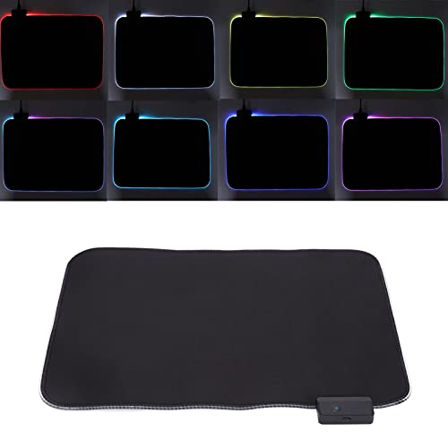 RGB Gaming Mouse Pad, Large LED Mouse Mat with Glossy Cover, Non Slip Rubber Base for Computer Accessories, 35 x 25cm Size with Multiple Lighting Modes