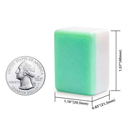 Yellow Mountain Imports "Emerald Weave Chinese Mahjong Set, with 146 Large 1.6-Inch Tiles, Green Vinyl Case, Wind Indicator and Dice - for Chinese Style Gameplay Only 「翡翠編織」中國麻將 - color: Green
