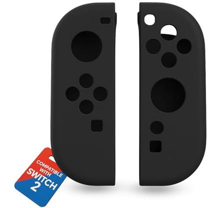 MatoSan Joy-Con Silicone Grip Covers for Nintendo Switch 2 and Switch 1 - Anti-Slip Protective Skin Set - Ergonomic Controller Grip - Soft Silicone - Fits Nintendo Switch 2 Joy-Con - color: Black