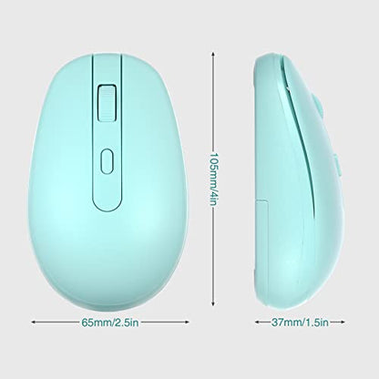 Rii Wireless Mouse RM700 2.4G Silent Mouse with USB Nano Receiver for Laptop,PC,Mac,Chromebook,Windows (Light Cyan) - color: Light cyan