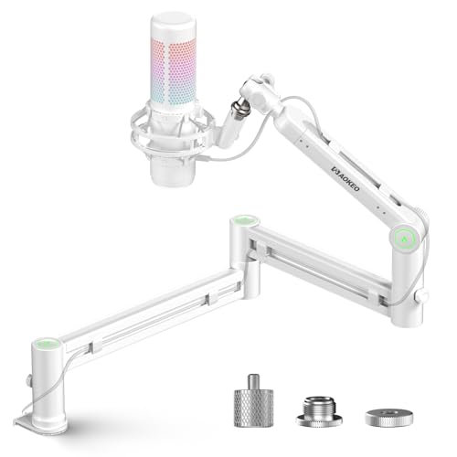 Microphone Arm,Aokeo AK-58i Desk Low Profile Mic Boom Arm Stand,Suitable For Blue Yeti,Snowball iCE,HyperX QuadCast,SoloCast,Elgato Wave,Etc（White） - color: AK-58i (White)