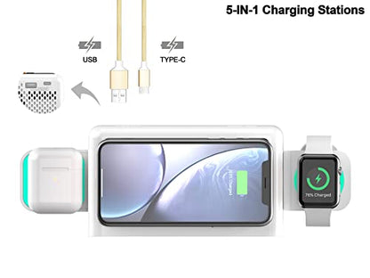 Emerson Smartset Dual Alarm Clock FM Radio with Wireless Charging, Bluetooth Speaker, Ultra Fast Charging for Airpods/iPhone, Foldable Stand, USB Charger, Adjustable LED Glow, ER100501 - style: ER100501