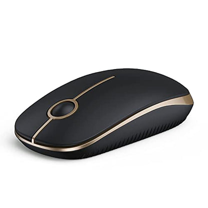 VssoPlor Wireless Mouse, 2.4G Slim Portable Computer Laptop Mouse with Nano Receiver Quiet Silent Optical Mice for Notebook, PC, Laptop, Computer-Black and Gold - color: Black and Gold