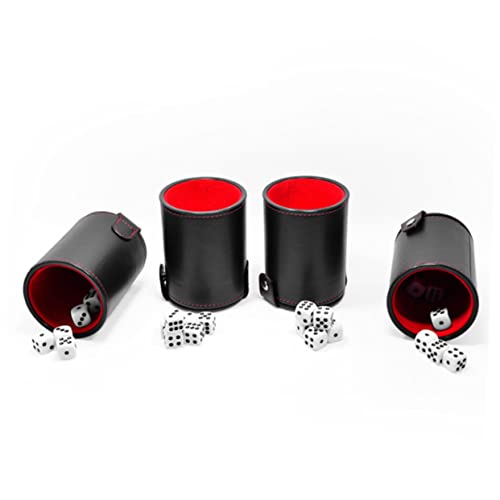 Vaguelly 1Set Leather Dice Storage Cup with Double Layer Lids Professional Dice Container for Games Includes Dice Cup and Balanced Dices Compact PU Leather Design for Easy Travel