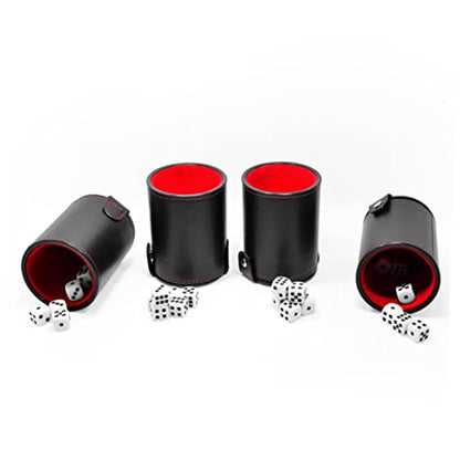 Vaguelly 1Set Leather Dice Storage Cup with Double Layer Lids Professional Dice Container for Games Includes Dice Cup and Balanced Dices Compact PU Leather Design for Easy Travel