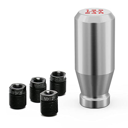 Silver 5 Speed Weighted Manual Automatic Gear Shifter Shift Knobs Lever with 4 Metal Adapters Fit Compatible with Manual Cars Most Automatic Cars - color: AAW-Y-04-02