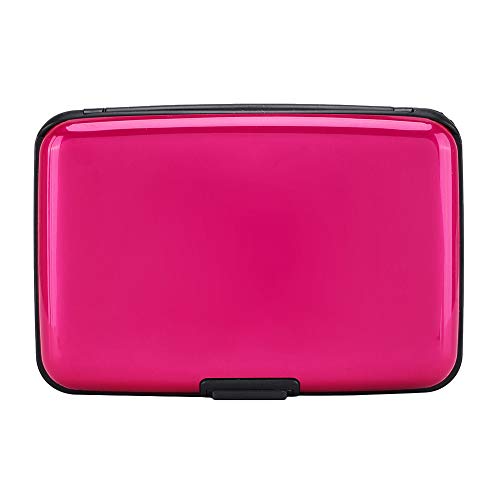 RFID Blocking Credit Card Protector Case Holder Wallet for Men Women | RFID Blocking Credit Card Protector Aluminum ID Case Hard Shell Business Card Holders Metal Wallet for Men or Women - color: Pink